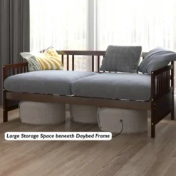 Costway Twin Size Wooden Slats Daybed Bed Sofa Support Platform Sturdy W/Rails White/Cherry -DreamNest Store GUEST c9ad2aad 0726 4a6a 9466 ba6c3b875611