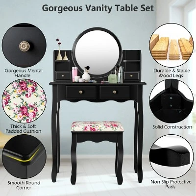 Costway Makeup Vanity Table Drawers Oval Dressing Table Kids Gift 4 Costway Makeup Vanity Table Drawers Oval Dressing Table Kids Gift - Image 4