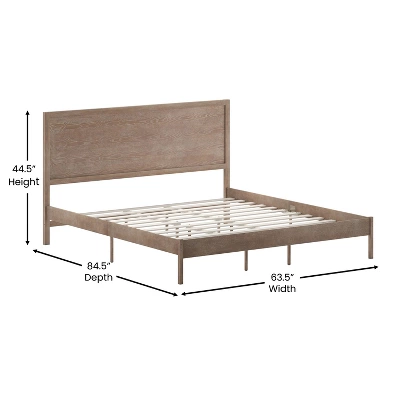 Merrick Lane Solid Wood Platform Bed With Wooden Slats And Headboard, No Box Spring Needed 5 Merrick Lane Solid Wood Platform Bed With Wooden Slats And Headboard, No Box Spring Needed - Image 5
