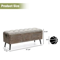 LuxenHome 47.2-Inch Wide Upholstered Wood Storage Bench. -DreamNest Store GUEST ca38a3cf 0963 4f1a 98be 8b4e956ac3e0