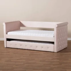 Amaya Velvet Daybed With Trundle - Baxton Studio -DreamNest Store GUEST ca4e21fc 1202 452e a666 797cdfeedea3