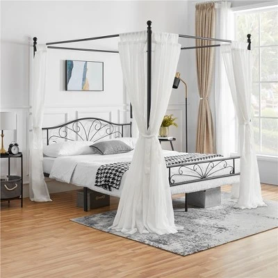 Yaheetech Metal Canopy Bed Frame, Four-poster Canopied Platform Bed With Arched Headboard 2 Yaheetech Metal Canopy Bed Frame, Four-poster Canopied Platform Bed With Arched Headboard - Image 2