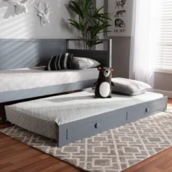 Cintia Wood Bed With Trundle Gray - Baxton Studio 12 Cintia Wood Bed With Trundle Gray - Baxton Studio -DreamNest Store GUEST ca915036 5d2a 488a 8574 7e5d919d38bc