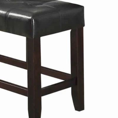 Wood Based High Bench With Tufted Seat Black/Brown - Benzara 1 Wood Based High Bench With Tufted Seat Black/Brown - Benzara