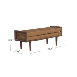 Wood Bench With Upholstered Seat Faux Leather Caramel - HomePop 13 Wood Bench With Upholstered Seat Faux Leather Caramel - HomePop -DreamNest Store GUEST caeece51 a185 4069 9046 ca9f96e1371f