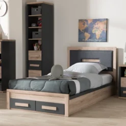 Twin Pandora Modern And Contemporary Two Tone 2 Drawer Size Storage Platform Bed Dark Gray/Natural - Baxton Studio 19 Twin Pandora Modern And Contemporary Two Tone 2 Drawer Size Storage Platform Bed Dark Gray/Natural - Baxton Studio -DreamNest Store GUEST cb1fae51 1cf3 4b68 a7cb af9499ae17d5