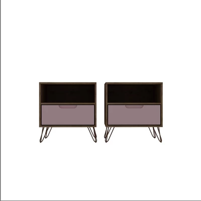 Set Of 2 Rockefeller 1 Drawer Nightstands - Manhattan Comfort 12 Set Of 2 Rockefeller 1 Drawer Nightstands - Manhattan Comfort - Image 12