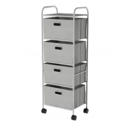 Lavish Home 4-Drawer Fabric Dresser Cart, Gray -DreamNest Store GUEST cb472198 dc56 4ea7 8521 1a3344b4fb29