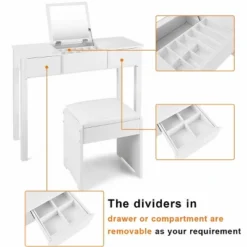 Costway White Vanity Dressing Table Furniture Stool Storage Box -DreamNest Store GUEST cb4ff66f e58c 49cf bae8 0a189b456fdb