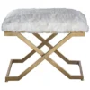 Uttermost Farran 23 3/4" Wide White Faux Fur Small Industrial Bench