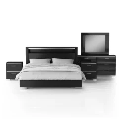 5pc Shorehaven Bedroom Set With 2 Nightstands Black/Chrome - MiBasics -DreamNest Store GUEST cc89beb5 0933 402b 9241 2fcd6c7c54db
