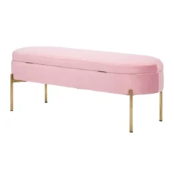 48" Chloe Storage Bench Velvet/Metal Gold/Blush Pink - LumiSource -DreamNest Store GUEST cd2a3263 7d56 486d 9382 2c40871f88e5