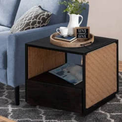 21" Handcrafted Acacia Wood Nightstand Brown/Black - The Urban Port 16 21" Handcrafted Acacia Wood Nightstand Brown/Black - The Urban Port -DreamNest Store GUEST cd2a3a1b d6b2 4cd2 962b f0d6dd0eb52f