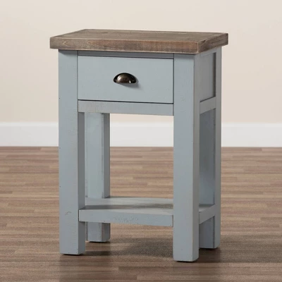 Hastin Two-Tone Wood 1 Drawer Nightstand Brown/Gray - Baxton Studio 8 Hastin Two-Tone Wood 1 Drawer Nightstand Brown/Gray - Baxton Studio - Image 8