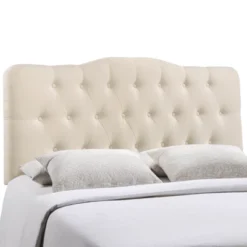 Annabel King Upholstered Fabric Headboard Ivory - Modway