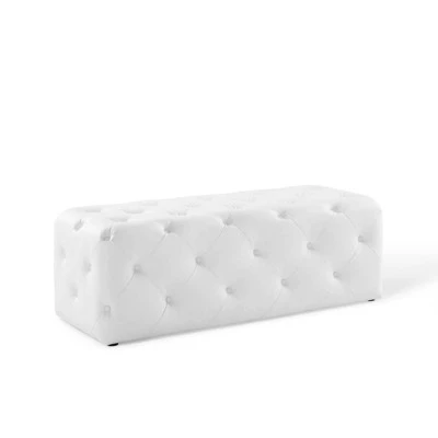 48" Amour Tufted Button Entryway Faux Leather Bench White - Modway 2 48" Amour Tufted Button Entryway Faux Leather Bench White - Modway - Image 2