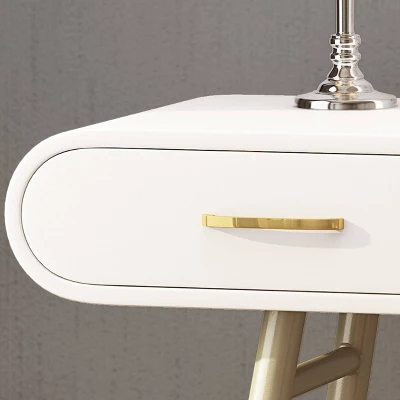 Dehaviland Modern Wood Vanity Table White/Champagne Gold - Christopher Knight Home 2 Dehaviland Modern Wood Vanity Table White/Champagne Gold - Christopher Knight Home - Image 2