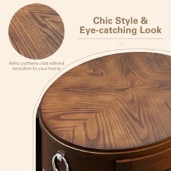 Costway Side End Table With Drawer Storage Shelf Classic Accents Nightstand Walnut Elliptical -DreamNest Store GUEST cde8ac3d 4ef7 4709 8d2f 049fb1faecc5