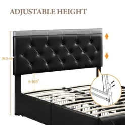 Yaheetech Upholstered Faux Leather Bed Frame With Adjustable Headboard -DreamNest Store GUEST ce0e3ee9 34b4 4ad5 9d89 bb4361713e85