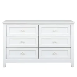 Solid Wood Painted 6 Drawer Dresser With Vintage Round Handles - ModernLuxe -DreamNest Store GUEST ce398793 9918 4e52 9983 3ed4c5f633aa