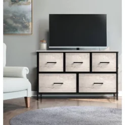 Sorbus Wood TV Stand Dresser For Home Bedroom And More Cream/Black