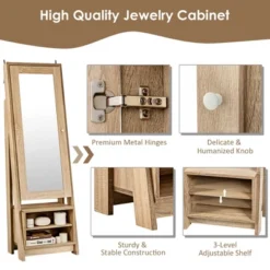 Costway Jewelry Cabinet Large Full Length Armoire 2-in-1 Stand Mirror Organizer 17 Costway Jewelry Cabinet Large Full Length Armoire 2-in-1 Stand Mirror Organizer -DreamNest Store GUEST ce76ac87 69af 4f1d 8935 8080471617b1