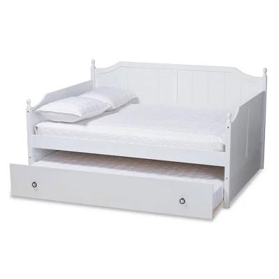 Full Millie Wood Daybed With Trundle White - Baxton Studio 1 Full Millie Wood Daybed With Trundle White - Baxton Studio