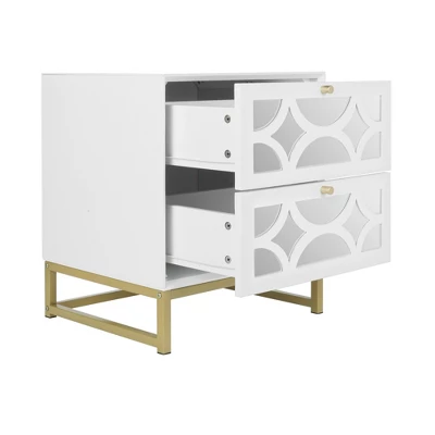 Averina 2 Drawers 45° Splicing White Mirror Front Nightstand With Storage - The Pop Maison 4 Averina 2 Drawers 45° Splicing White Mirror Front Nightstand With Storage - The Pop Maison - Image 4
