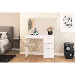 Linden Vanity With Mirror White - Polifurniture -DreamNest Store GUEST cf37a53e 2a16 46a3 a41b b8fa0e051d0f