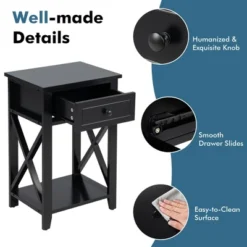 Costway 2 PCS Nightstand Sofa Side End Table W/ Drawer & Shelf Bedroom Black 12 Costway 2 PCS Nightstand Sofa Side End Table W/ Drawer & Shelf Bedroom Black -DreamNest Store GUEST cf9dfc4a 1d75 4ea6 a53f 684c2e505b0d