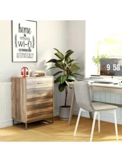 Year Color 4 Drawer Wood Storage Dresser With Easy Pull Handle And Metal Frame For Bedroom, Living Room, Hallway, And Office -DreamNest Store GUEST d09bff60 efa9 4a6b af0d d21c29e50fae