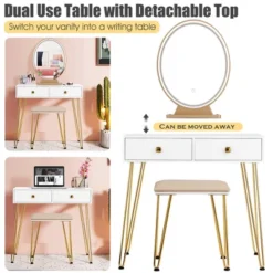 Costway Vanity Makeup Dressing Table W/ 3 Lighting Modes Mirror Touch Switch White 12 Costway Vanity Makeup Dressing Table W/ 3 Lighting Modes Mirror Touch Switch White -DreamNest Store GUEST d0ac6a60 6579 43b2 b88f c251775ad42c