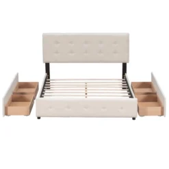 Upholstered Queen Size Platform Bed With Classic Headboard And 4 Drawers-ModernLuxe -DreamNest Store GUEST d0eeadb0 2ac6 4604 b7fa 5cfbb61911ea