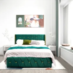 Costway Upholstered Platform Bed Frame Adjustable Headboard Footboard Modern Green 13 Costway Upholstered Platform Bed Frame Adjustable Headboard Footboard Modern Green -DreamNest Store GUEST d0f90ee3 bdc1 424c a100 a351680bf0e4