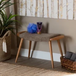 Banner Fabric Upholstered And Wood Accent Bench - Light Brown/Oak Brown - Baxton Studio 12 Banner Fabric Upholstered And Wood Accent Bench - Light Brown/Oak Brown - Baxton Studio -DreamNest Store GUEST d10a1a24 d849 4f51 ac44 4dbf28ffbbf1