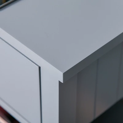 HOMCOM Modern Style Nightstand, Side Table With Drawer And Storage Shelf For Bedroom, Or Living Room, Gray 7 HOMCOM Modern Style Nightstand, Side Table With Drawer And Storage Shelf For Bedroom, Or Living Room, Gray - Image 7