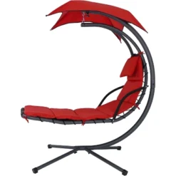 Sunnydaze Decor Sunnydaze Outdoor Hanging Chaise Floating Lounge Chair With Canopy Umbrella And Stand -DreamNest Store GUEST d210f069 13bd 4bb5 8bf0 2a02fd7cd56f