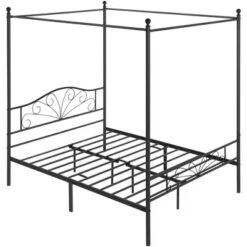 Yaheetech Metal Canopy Bed Frame, Four-poster Canopied Platform Bed With Arched Headboard 15 Yaheetech Metal Canopy Bed Frame, Four-poster Canopied Platform Bed With Arched Headboard -DreamNest Store GUEST d24384ad 0f5a 48b3 b4f6 a88bc7ec282a