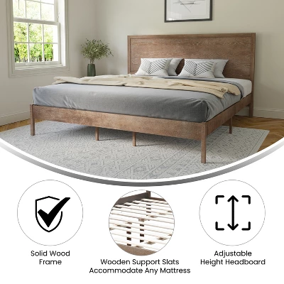 Merrick Lane Solid Wood Platform Bed With Wooden Slats And Headboard, No Box Spring Needed 4 Merrick Lane Solid Wood Platform Bed With Wooden Slats And Headboard, No Box Spring Needed - Image 4