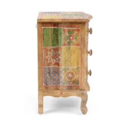 Ailey Handcrafted Boho Mango Wood 3 Drawer Nightstand Natural - Christopher Knight Home -DreamNest Store GUEST d2a0da4f 2eb2 4284 a2b1 540f55b08a0f