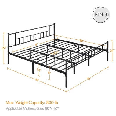 Yaheetech Basic Metal Bed Frame With Headboard And Footboard 2 Yaheetech Basic Metal Bed Frame With Headboard And Footboard - Image 2