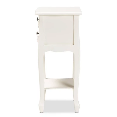 Eliya Wood 2 Drawer Nightstand White - Baxton Studio 4 Eliya Wood 2 Drawer Nightstand White - Baxton Studio - Image 4