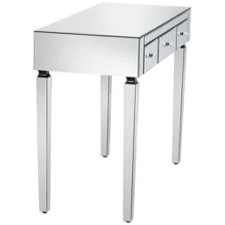 Studio 55D Thea Modern Mirrored Rectangular Desk 39 1/2" X 18" With 3-Drawer Silver Faceted Crystal Knobs For Living Room Bedroom Bedside Entryway 11 Studio 55D Thea Modern Mirrored Rectangular Desk 39 1/2" X 18" With 3-Drawer Silver Faceted Crystal Knobs For Living Room Bedroom Bedside Entryway -DreamNest Store GUEST d30101dd 7567 4375 a780 ee094ff1fe6a