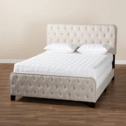 Annalisa Fabric Upholstered Button Tufted Panel Bed - Baxton Studio -DreamNest Store GUEST d3f93cee 6238 4c45 acc0 5ac9b57c9c01