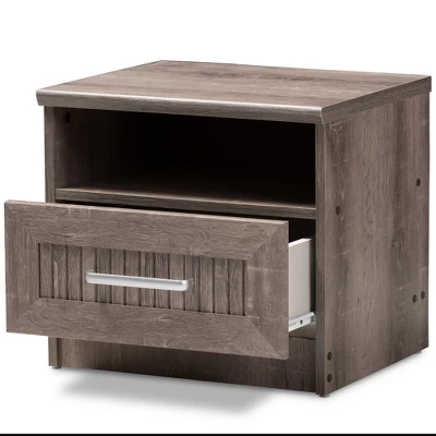 Gallia Modern And Contemporary Oak Finished 1 Drawer Nightstand Brown - Baxton Studio 1 Gallia Modern And Contemporary Oak Finished 1 Drawer Nightstand Brown - Baxton Studio