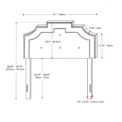 Aspen Headboard With Nailhead Trim - CorLiving 2 Aspen Headboard With Nailhead Trim - CorLiving - Image 2