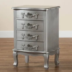 Callen Brushed Wood 4 Drawer Nightstand Silver - Baxton Studio 16 Callen Brushed Wood 4 Drawer Nightstand Silver - Baxton Studio -DreamNest Store GUEST d4ddcfc0 2f3e 4460 84db 57cc91096610