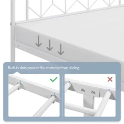 Yaheetech Queen Size Vintage Metal Bed Frame With Headboard, White -DreamNest Store GUEST d4fd22b0 2149 4cf3 9726 979ad38d2216