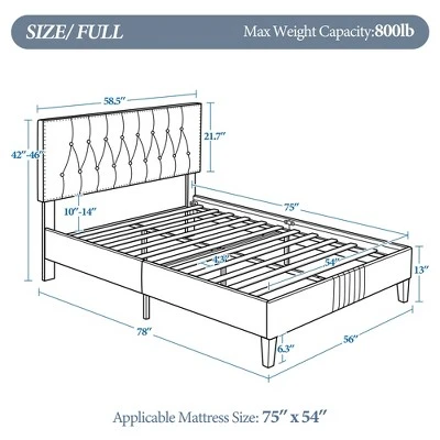 Yaheetech Upholstered Bed Frame With Button-Tufted Headboard 3 Yaheetech Upholstered Bed Frame With Button-Tufted Headboard - Image 3