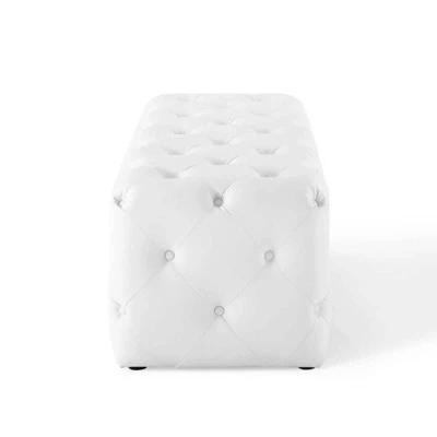 48" Amour Tufted Button Entryway Faux Leather Bench White - Modway 3 48" Amour Tufted Button Entryway Faux Leather Bench White - Modway - Image 3